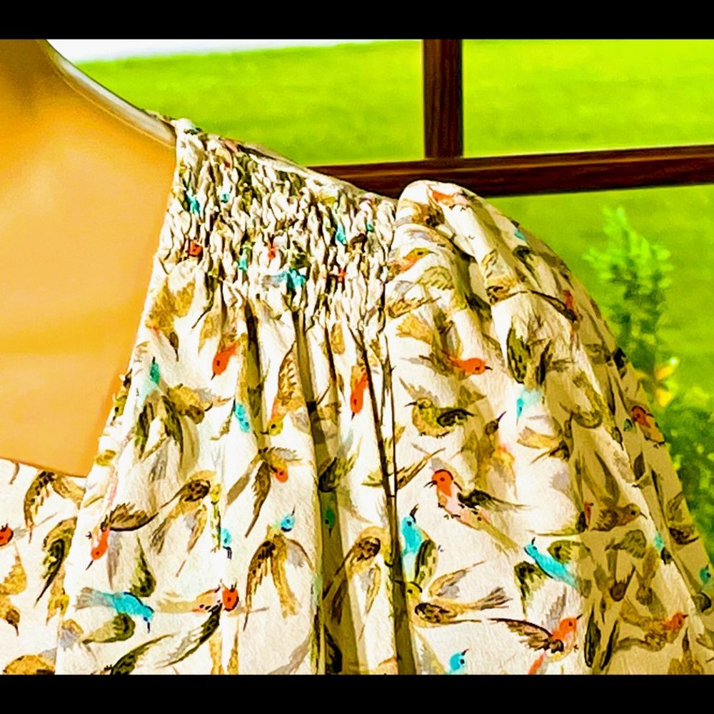 ▪️ANTHRO▪️LEIFNOTES▪️Asymmetric Silk Sparrow Vintage-Style Blouse - Picture 4 of 6